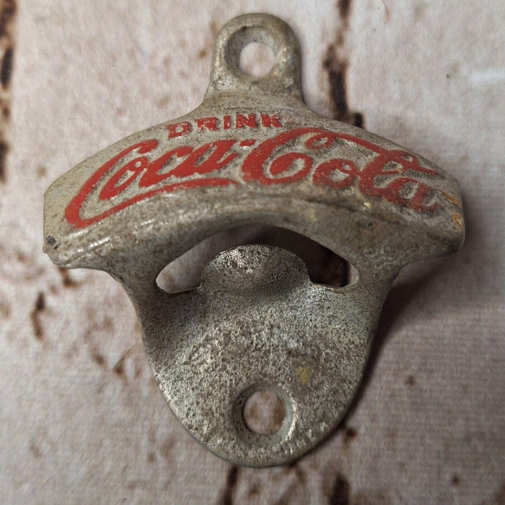 Vintage Coca-Cola Wall Mount Bottle Opener Cast Metal Drink Coke Made in USA